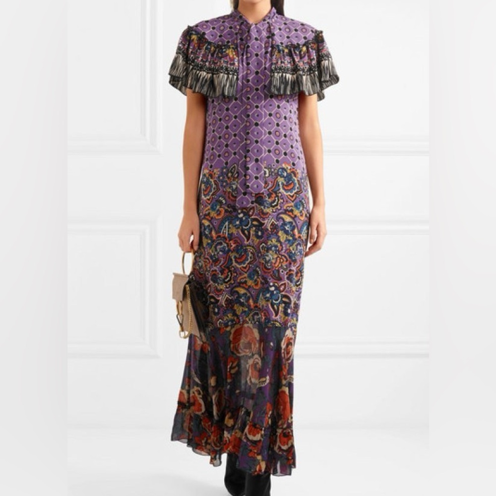 Anna Sui Silk Cape Maxi Dress